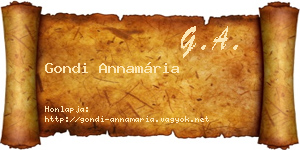 Gondi Annamária névjegykártya